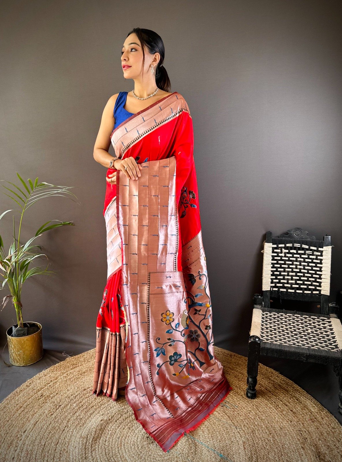 Six Lane Rosegold Banarasi Silk Saree - Image 1