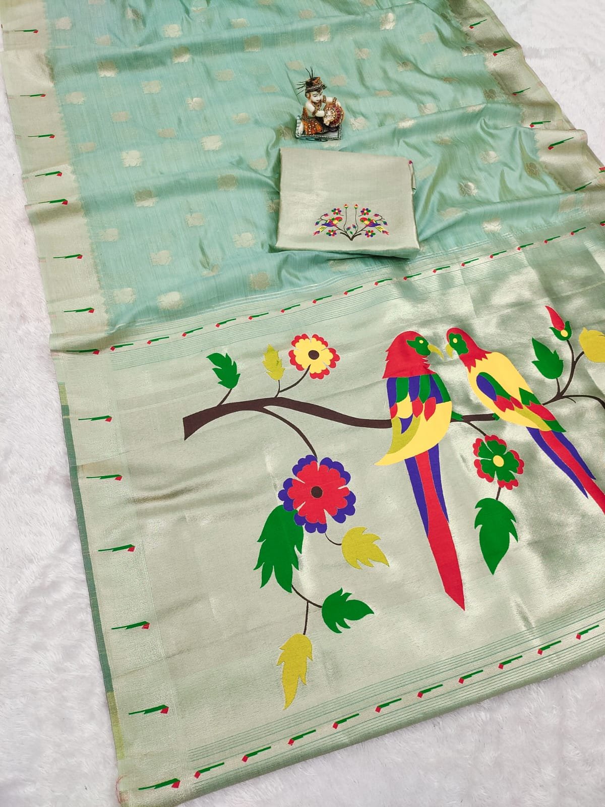 Royal Peacock Paithani Tissue Silk Saree - Image 7