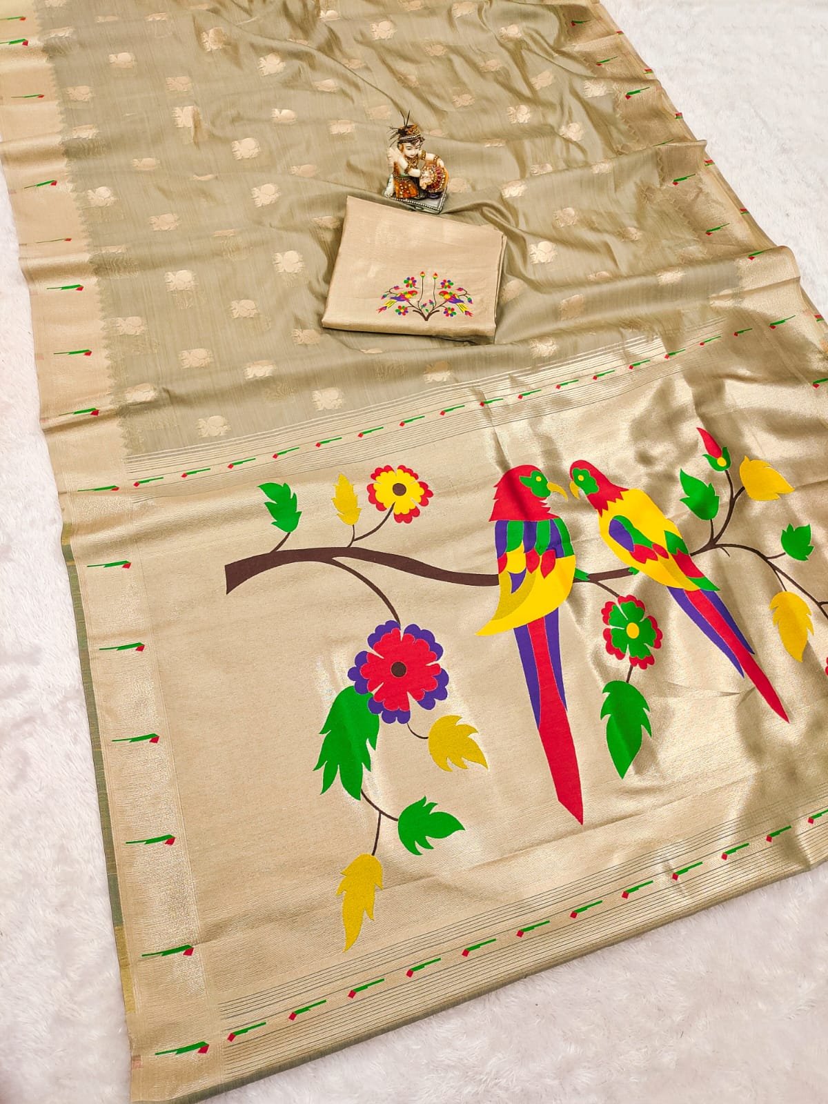 Royal Peacock Paithani Tissue Silk Saree - Image 4