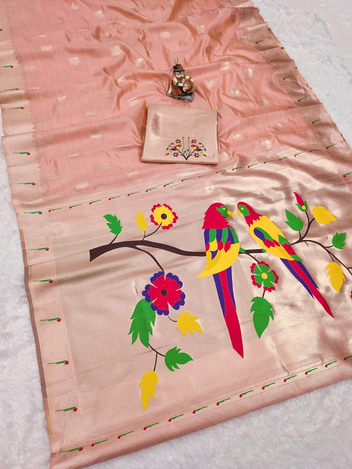 Royal Peacock Paithani Tissue Silk Saree - Image 1