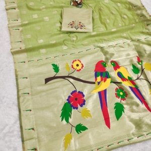 Royal Peacock Paithani Tissue Silk Saree - Image 5