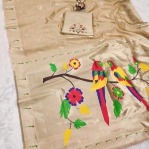 Royal Peacock Paithani Tissue Silk Saree - Image 3