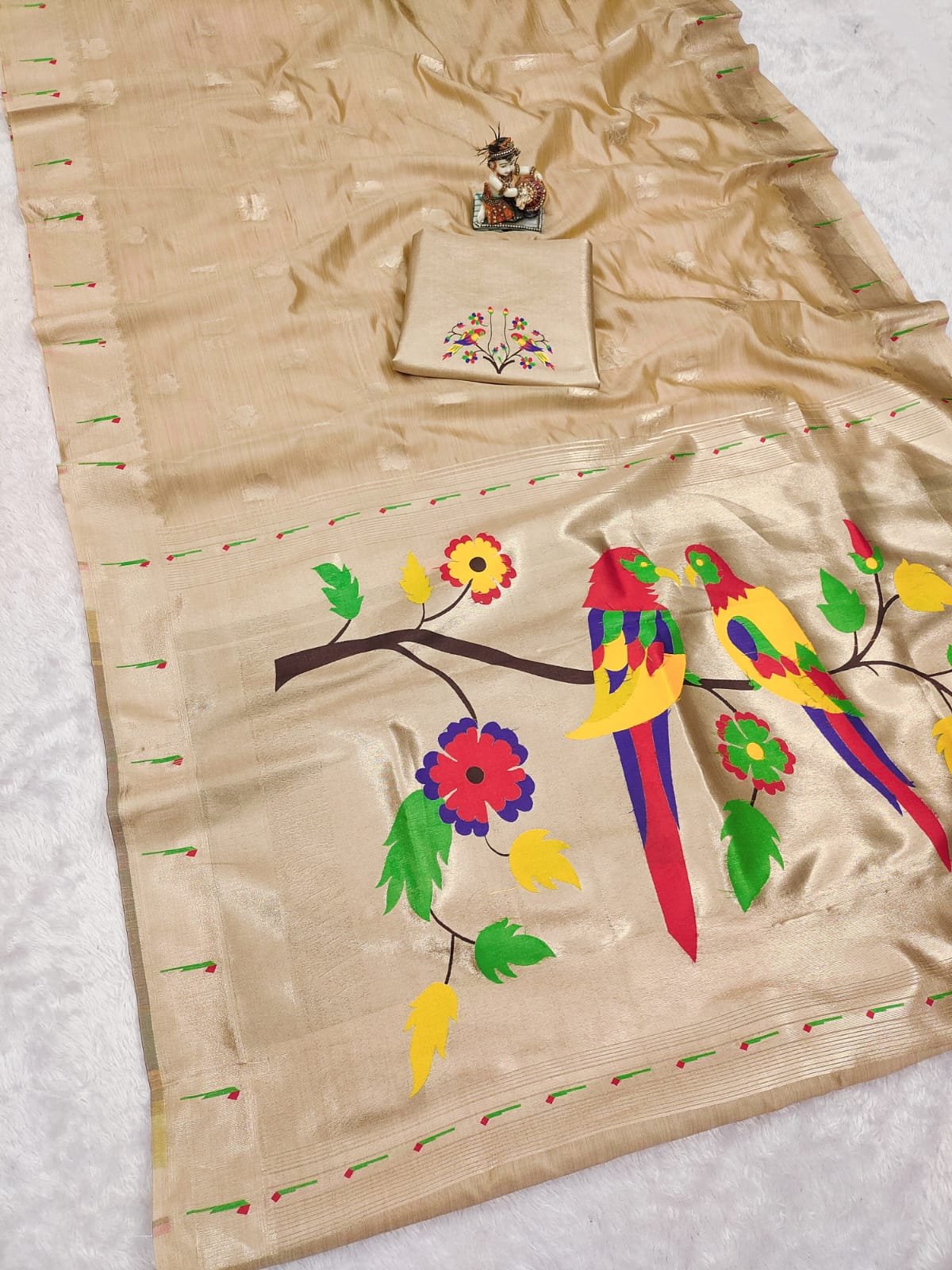 Royal Peacock Paithani Tissue Silk Saree - Image 3