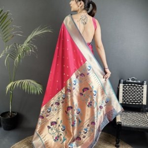 Royal Zari Paithani Lichi Silk Saree - Image 4