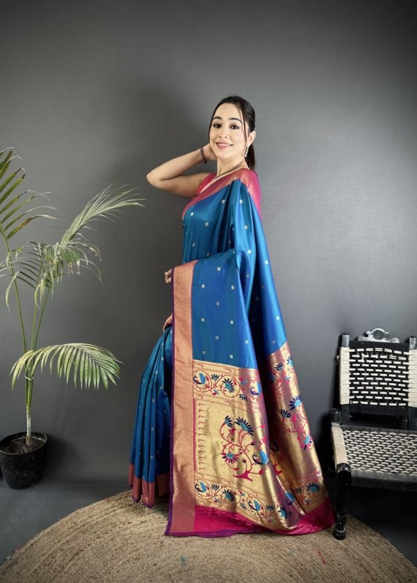 Royal Zari Paithani Lichi Silk Saree