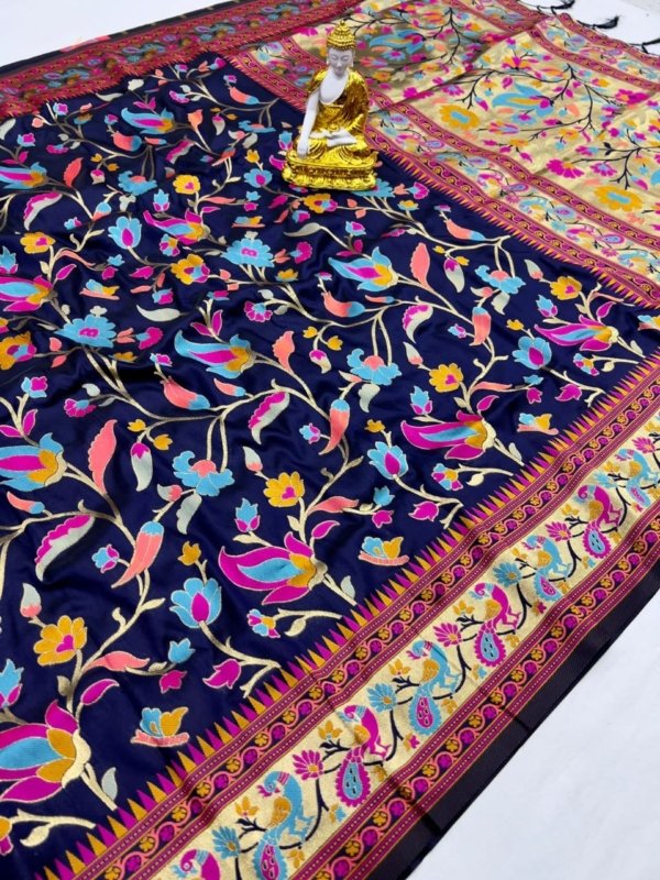 Peacock Paithani Lichi Silk Saree