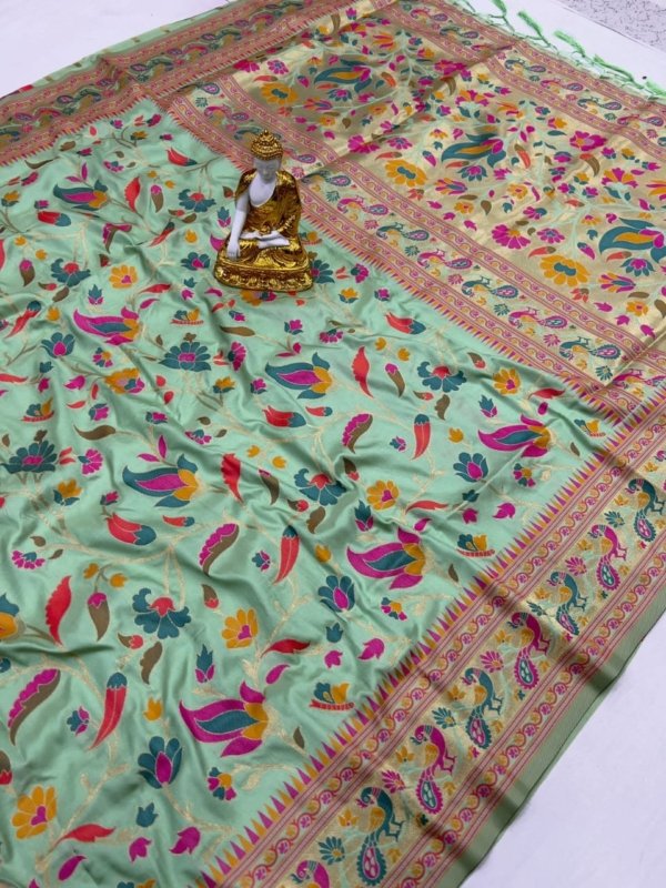 Peacock Paithani Lichi Silk Saree
