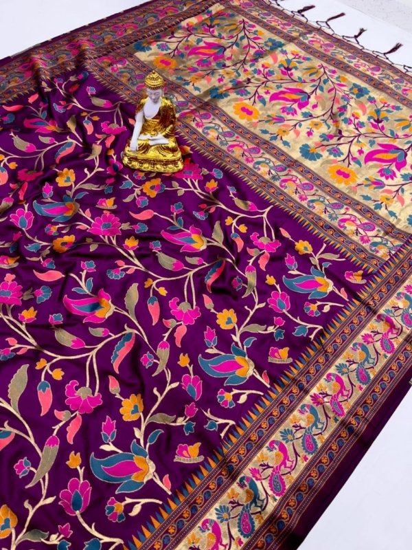 Peacock Paithani Lichi Silk Saree