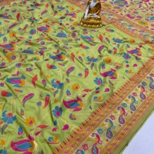 Peacock Paithani Lichi Silk Saree