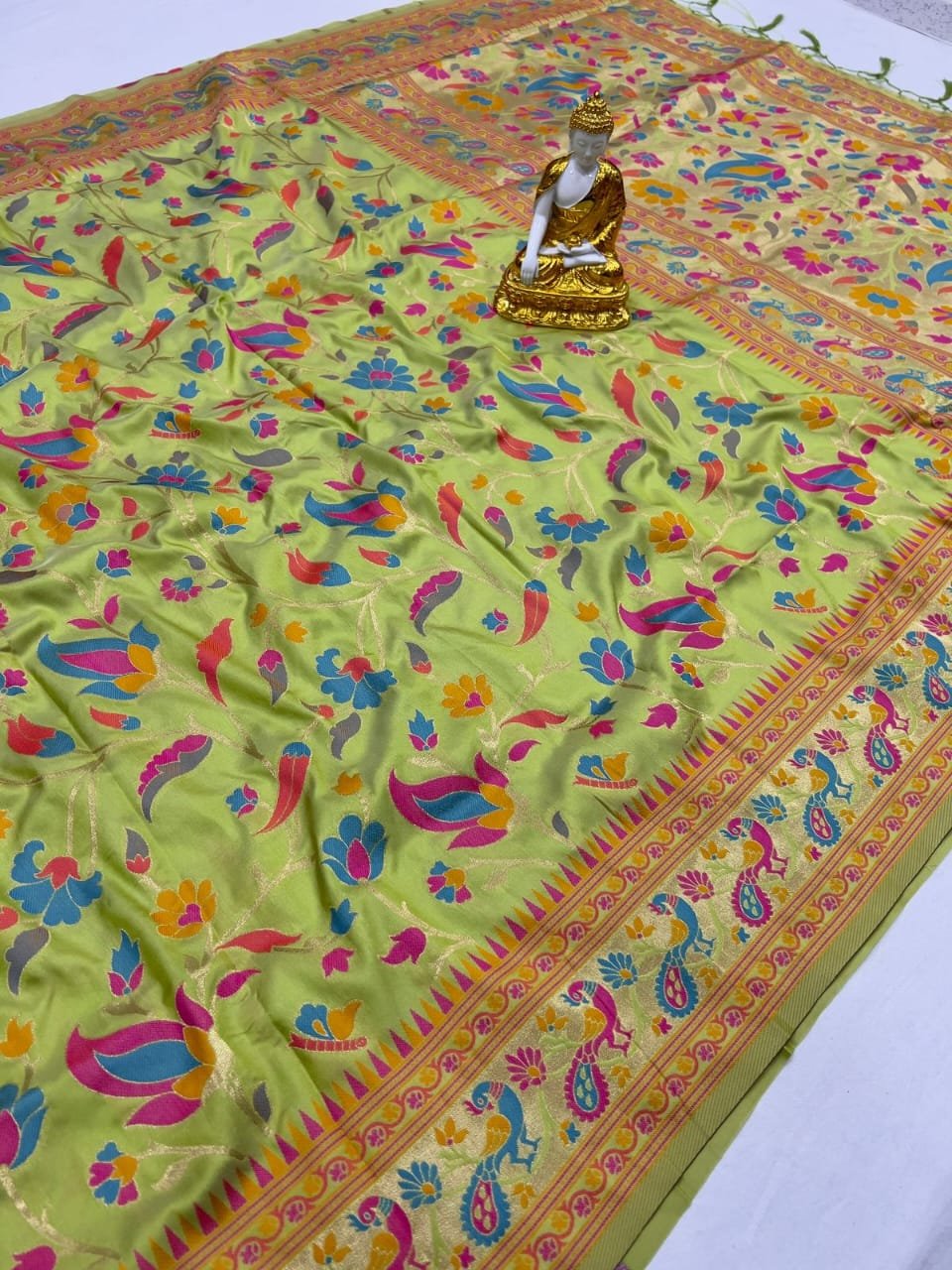 Peacock Paithani Lichi Silk Saree - Image 1