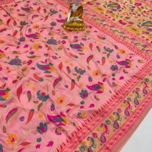 Peacock Paithani Lichi Silk Saree - Image 5