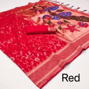 Fighter Twin Parrot Paithani Silk Saree - Image 6