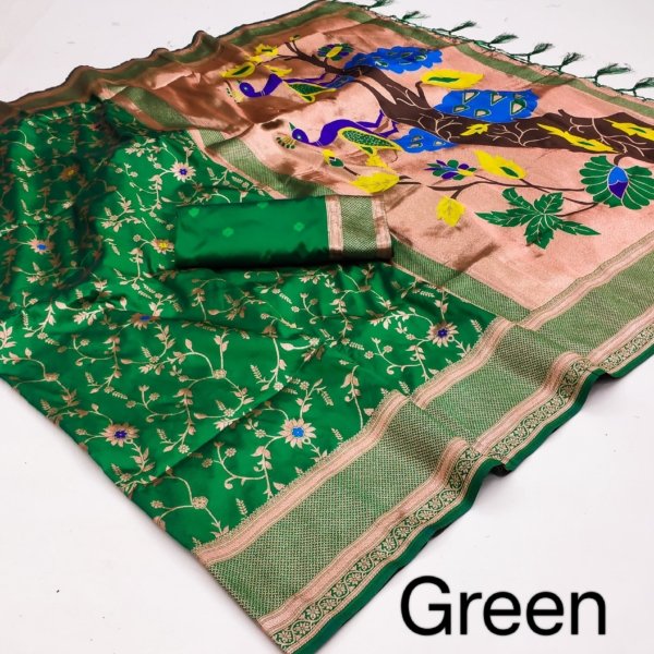 Fighter Twin Parrot Paithani Silk Saree