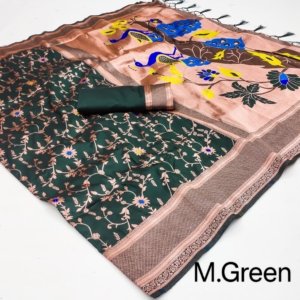 Fighter Twin Parrot Paithani Silk Saree - Image 4