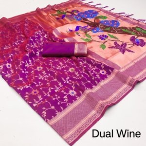 Fighter Twin Parrot Paithani Silk Saree - Image 2