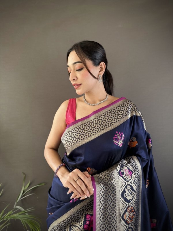 Meenakari Lichi Silk Saree