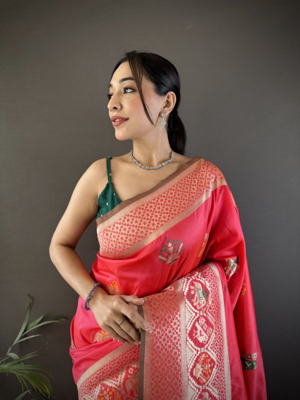 Meenakari Lichi Silk Saree