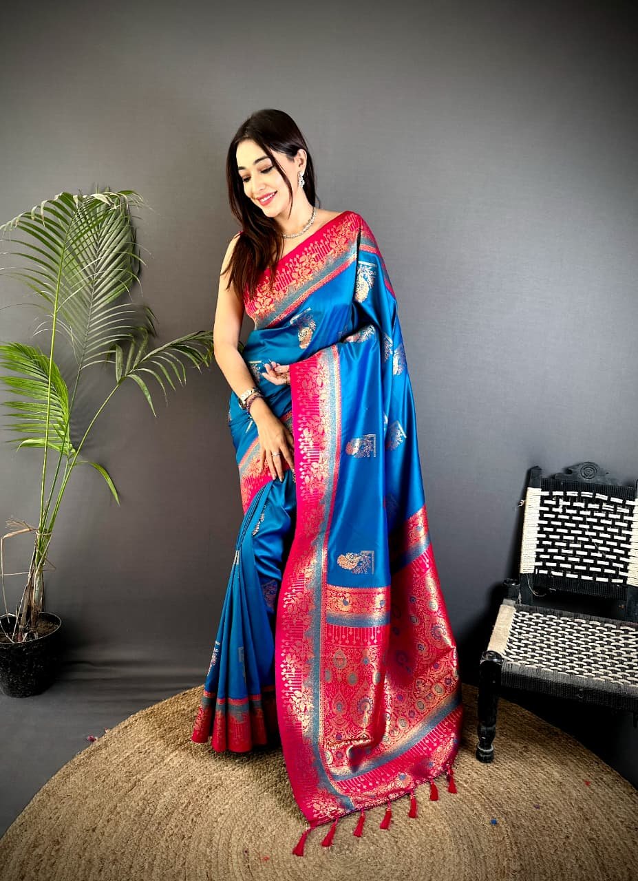 Peacock Zari Banarasi Silk Saree - Image 6