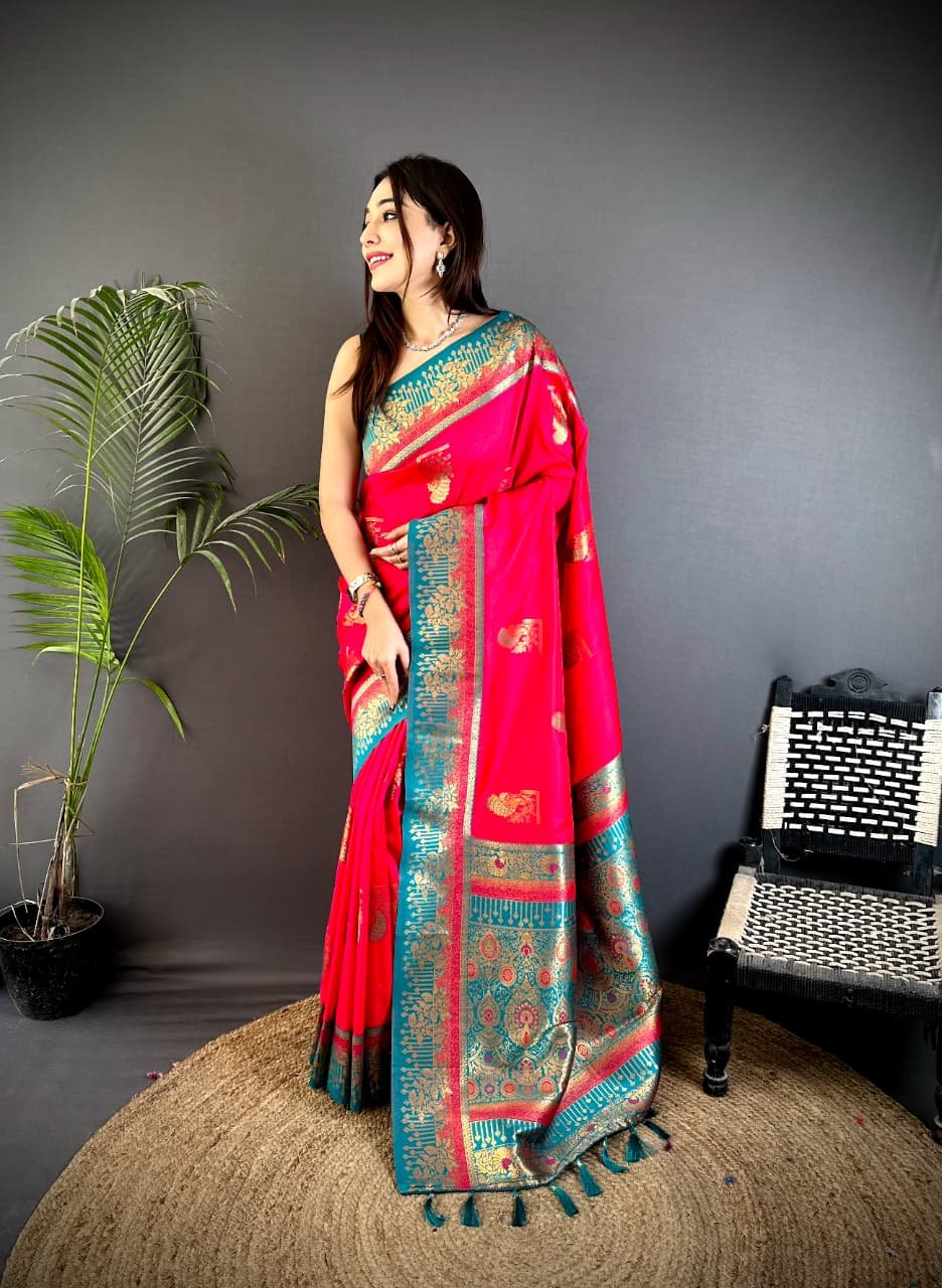 Peacock Zari Banarasi Silk Saree - Image 5