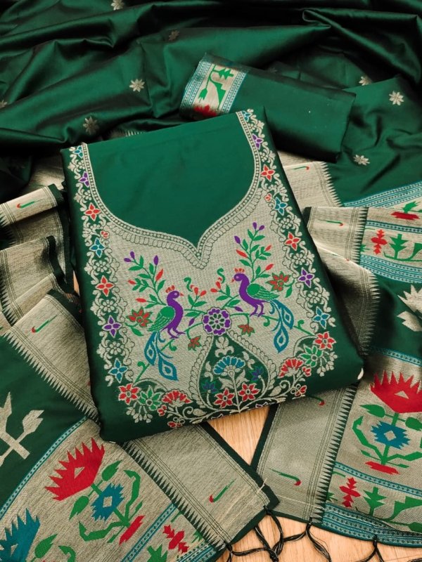 Maharashtra Royal Paithani Unstitched Suit Set