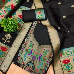Maharashtra Royal Paithani Unstitched Suit Set - Image 2