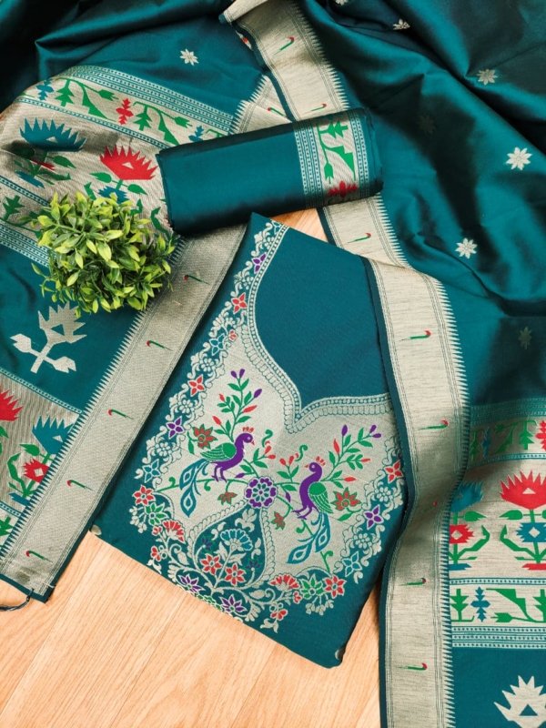 Maharashtra Royal Paithani Unstitched Suit Set