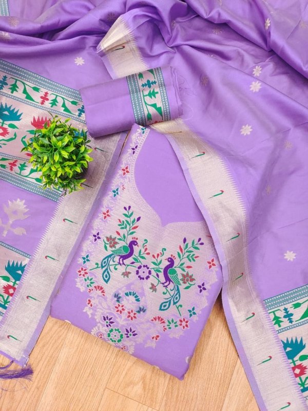 Maharashtra Royal Paithani Unstitched Suit Set