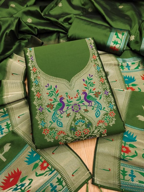 Maharashtra Royal Paithani Unstitched Suit Set