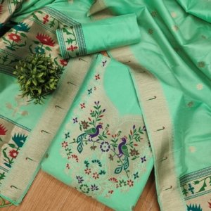 Maharashtra Royal Paithani Unstitched Suit Set - Image 12