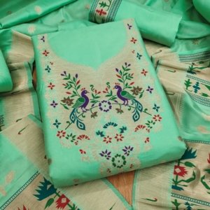 Maharashtra Royal Paithani Unstitched Suit Set