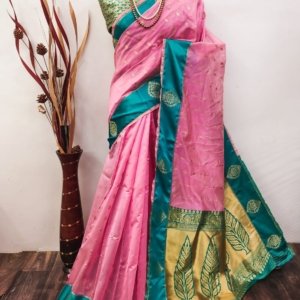 Rocky Sparkle Satin Linen Silk Saree - Image 3