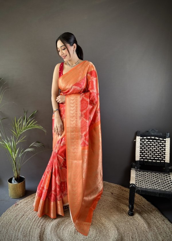 Digital Print Lichi Silk Saree