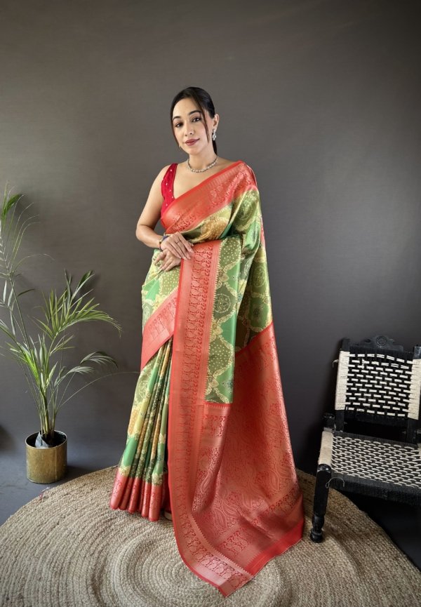 Digital Print Lichi Silk Saree