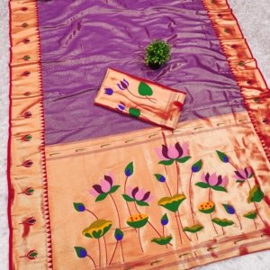 Kanchivaram Tissue Paithani Zari Silk Saree - Image 3