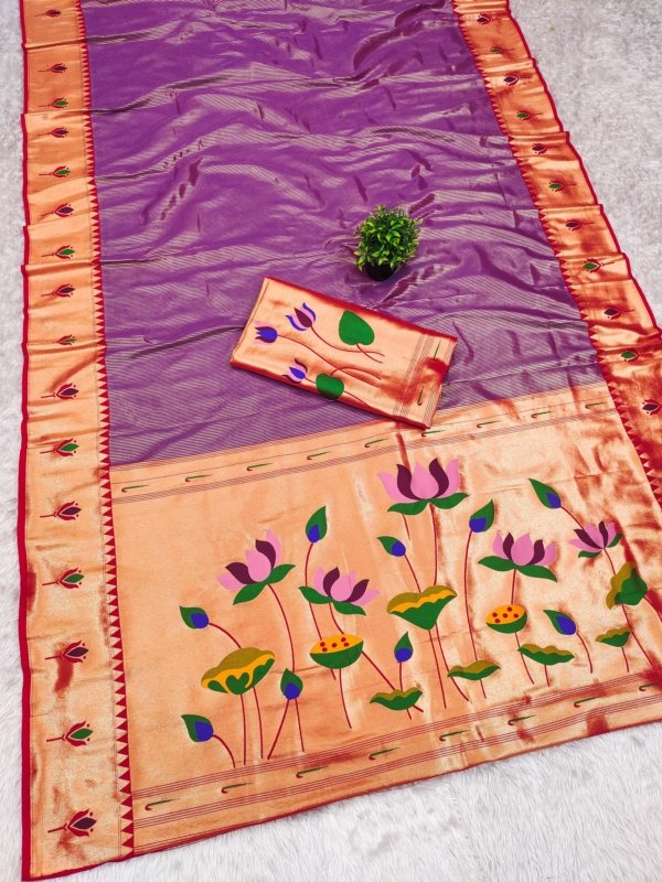 Kanchivaram Tissue Paithani Zari Silk Saree