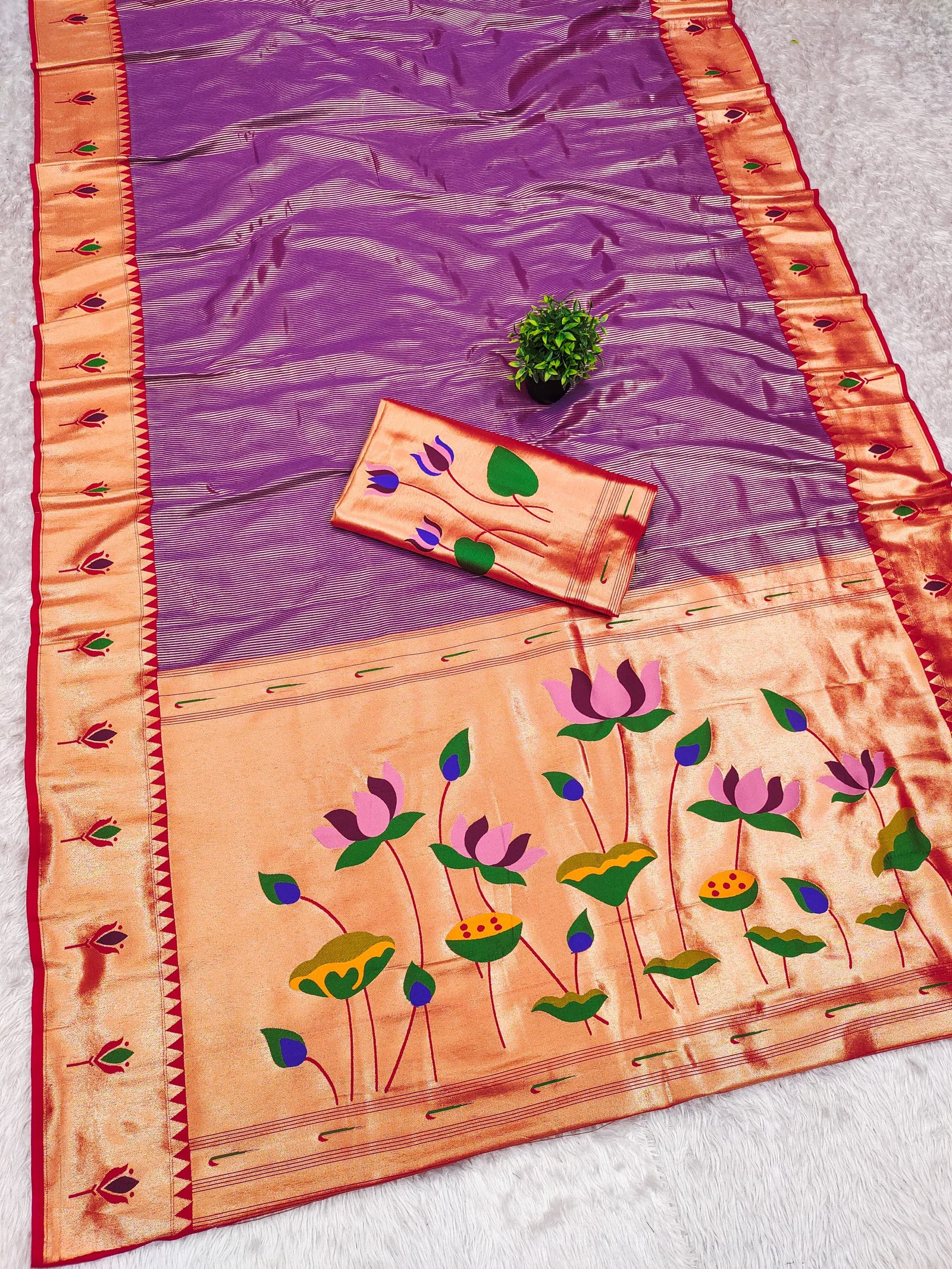 Kanchivaram Tissue Paithani Zari Silk Saree - Image 3