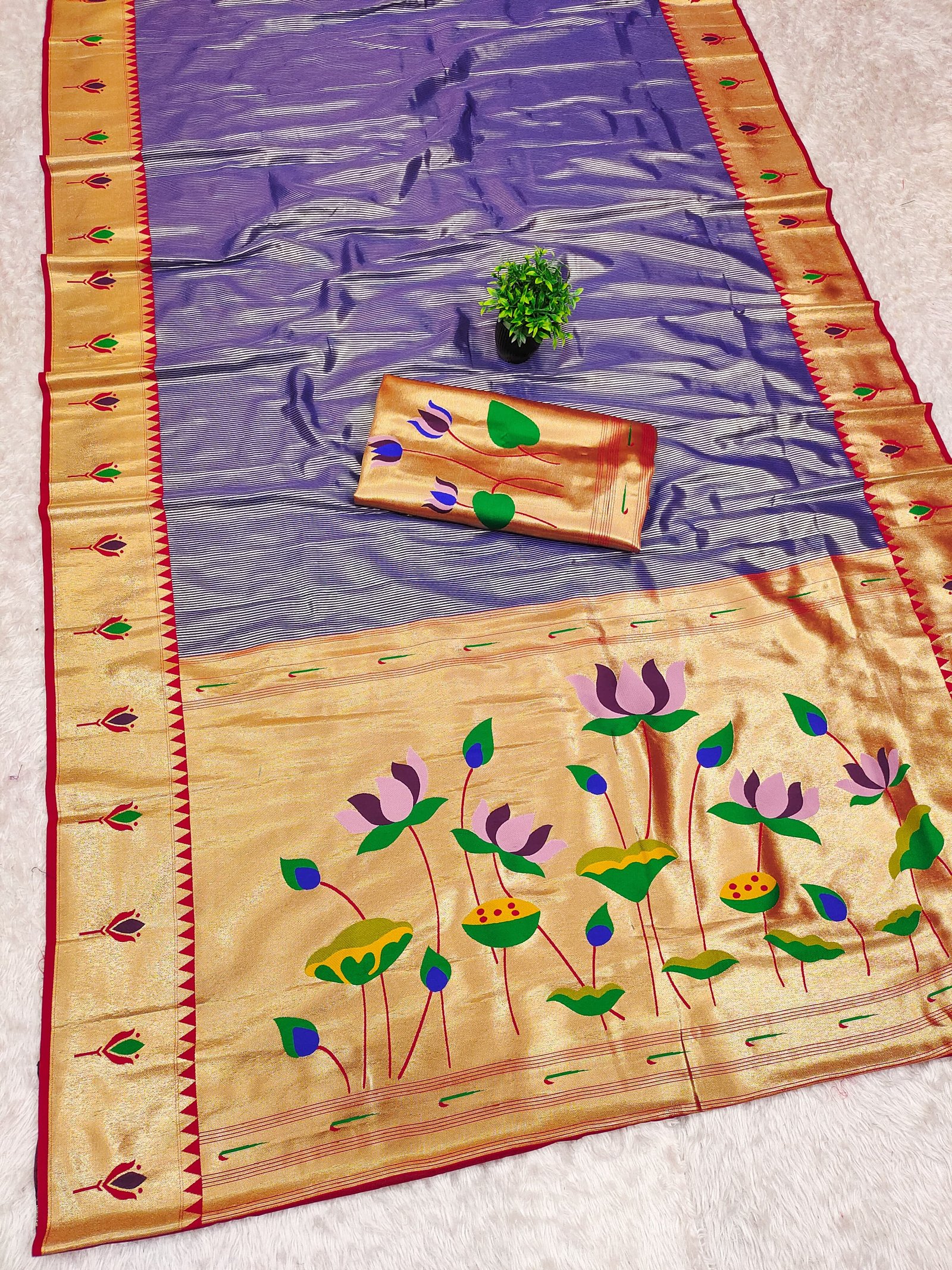 Kanchivaram Tissue Paithani Zari Silk Saree - Image 1