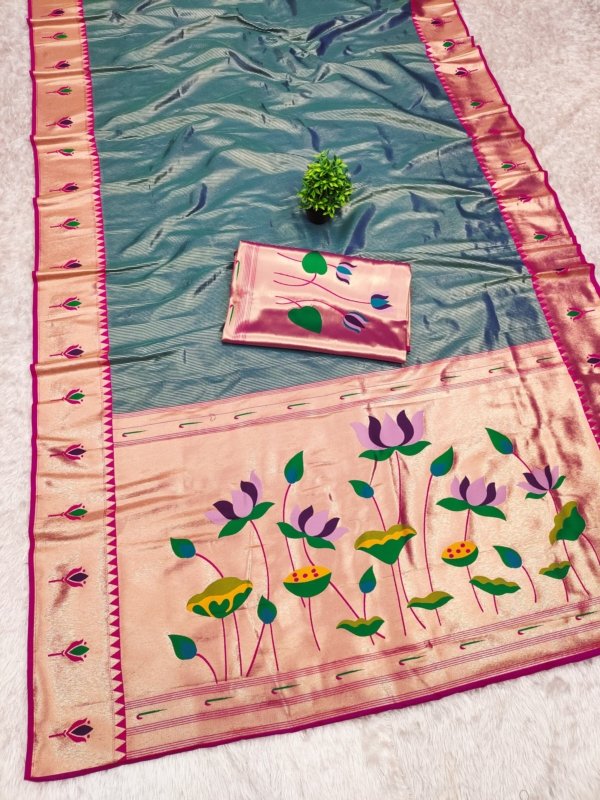 Kanchivaram Tissue Paithani Zari Silk Saree