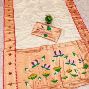 Kanchivaram Tissue Paithani Zari Silk Saree - Image 5