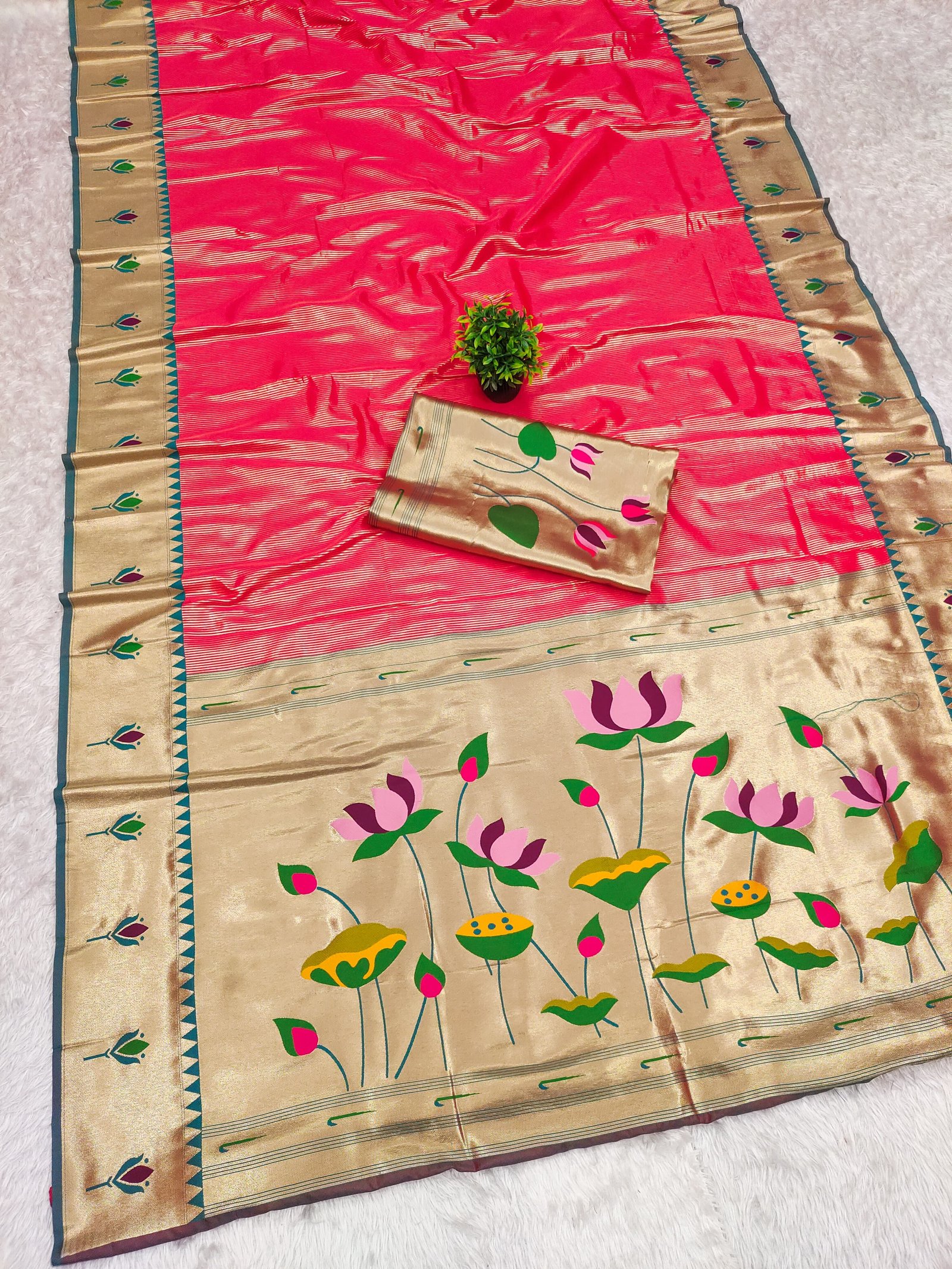 Kanchivaram Tissue Paithani Zari Silk Saree - Image 4