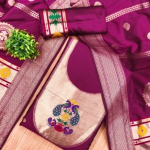 Royal Paithani Unstitched Dress Material Set - Image 13