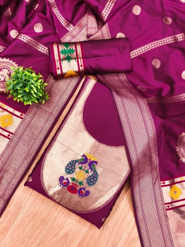 Royal Paithani Unstitched Dress Material Set