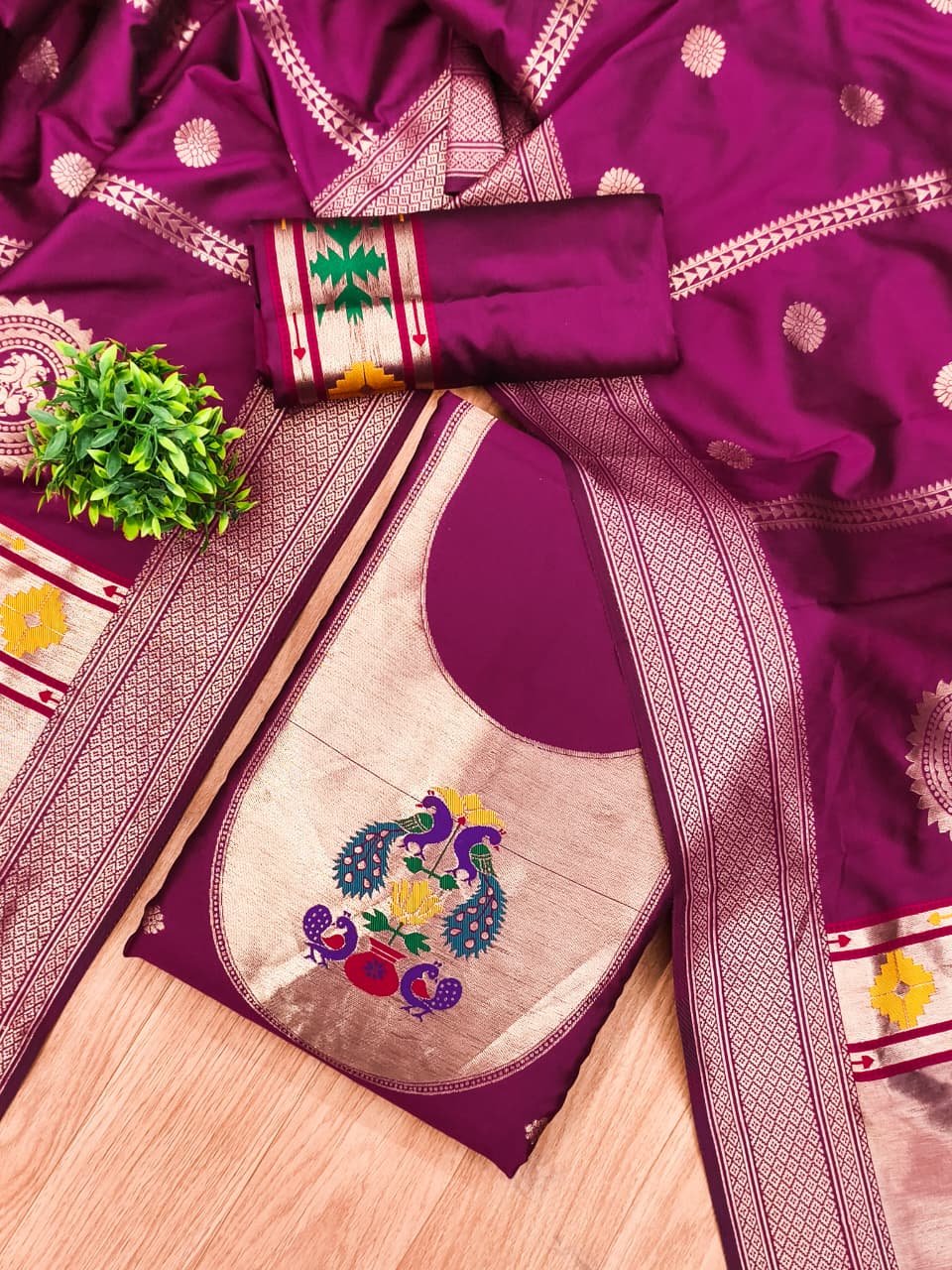 Royal Paithani Unstitched Dress Material Set - Image 13