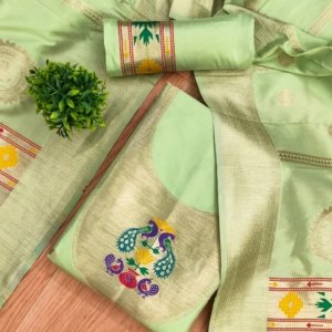 Royal Paithani Unstitched Dress Material Set - Image 12