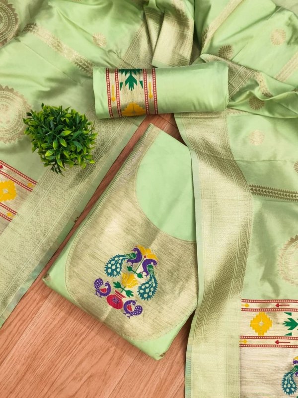 Royal Paithani Unstitched Dress Material Set