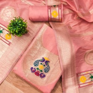 Royal Paithani Unstitched Dress Material Set - Image 8