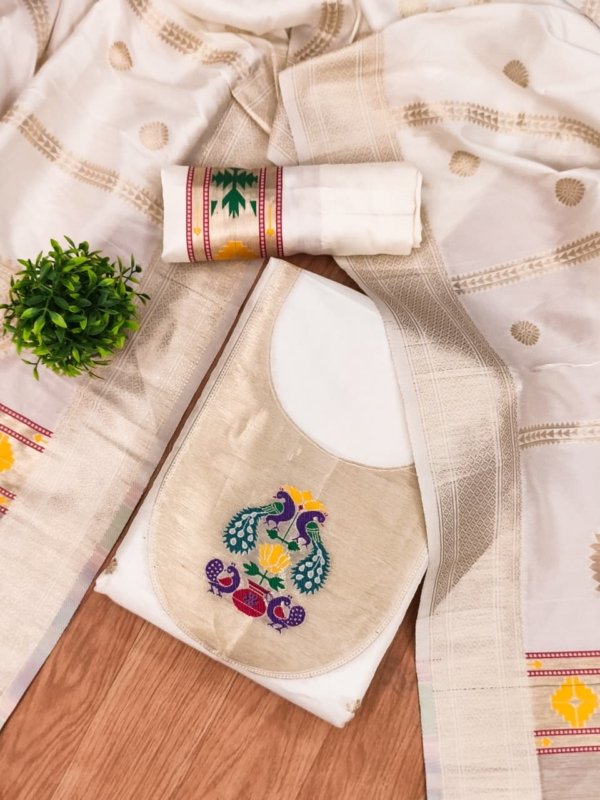 Royal Paithani Unstitched Dress Material Set