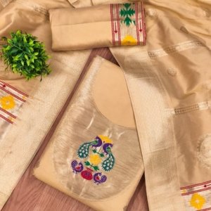 Royal Paithani Unstitched Dress Material Set - Image 11
