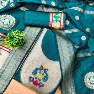 Royal Paithani Unstitched Dress Material Set - Image 16