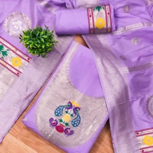 Royal Paithani Unstitched Dress Material Set - Image 7